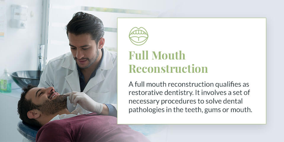 A patient receiving a full-mouth restoration